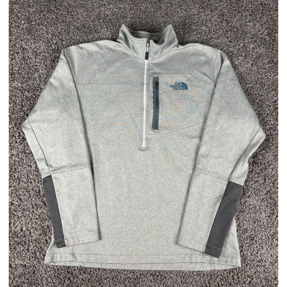 The North Face Mens Gray Quarter Zip Fleece Pullover Jacket Large